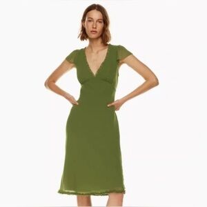 BNWT Aritzia Wilfred Camelot Cap-sleeve midi dress size M